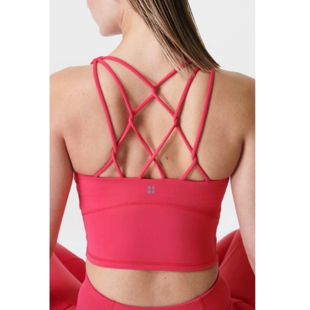Sweaty Betty Super Soft Strappy Back Workout Crop Top in Glow Pink SIZE US 4